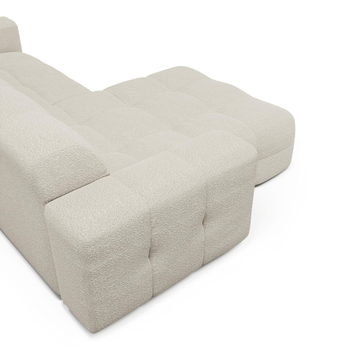 ECKSOFA LINKS Bouclé-Stoff Creme 230cm - Creme, Textil (155/230cm) - Sia Home