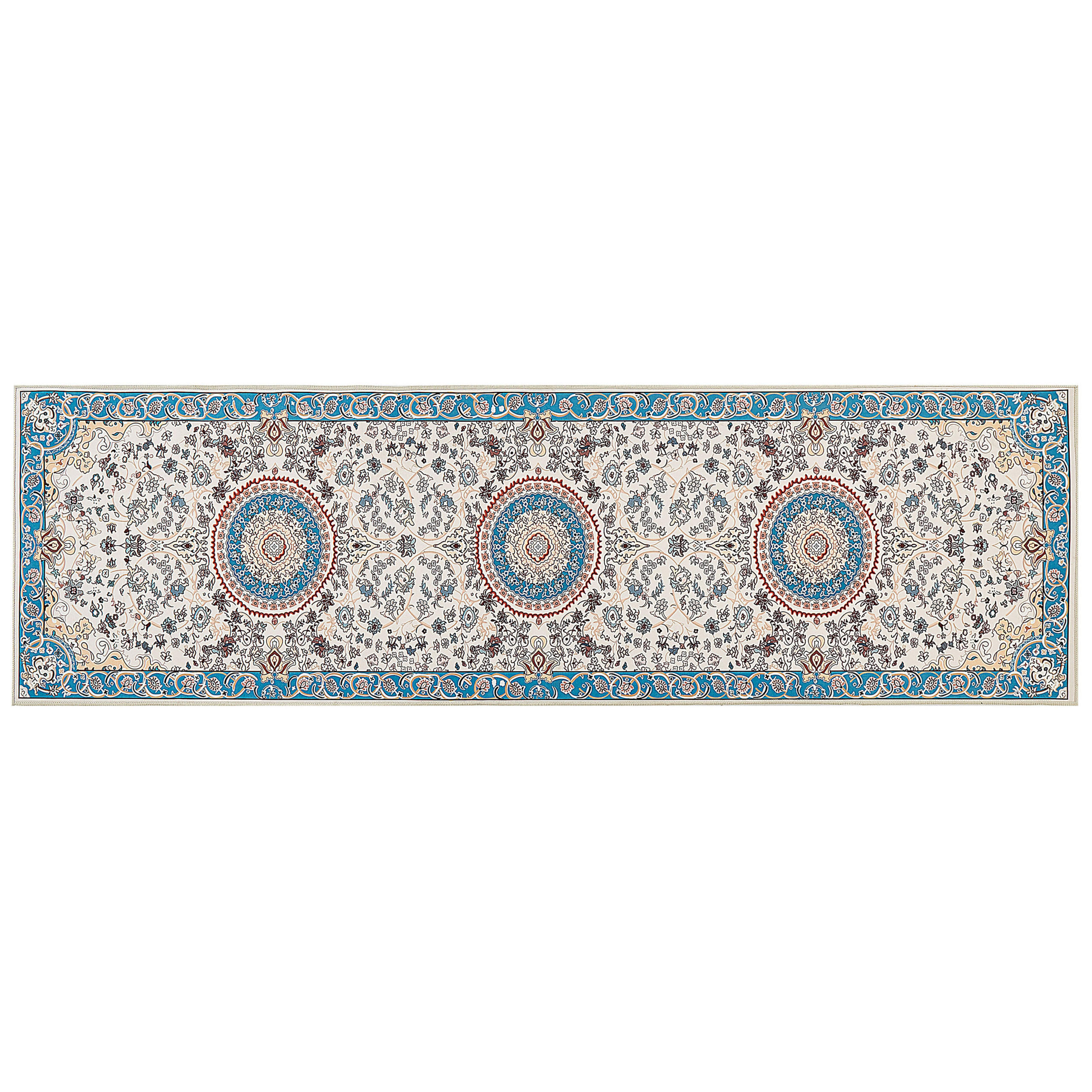KURZFLOR-TEPPICH Beige 60/200 cm Gordes - Blau/Beige, Textil (60/200cm) - Beliani
