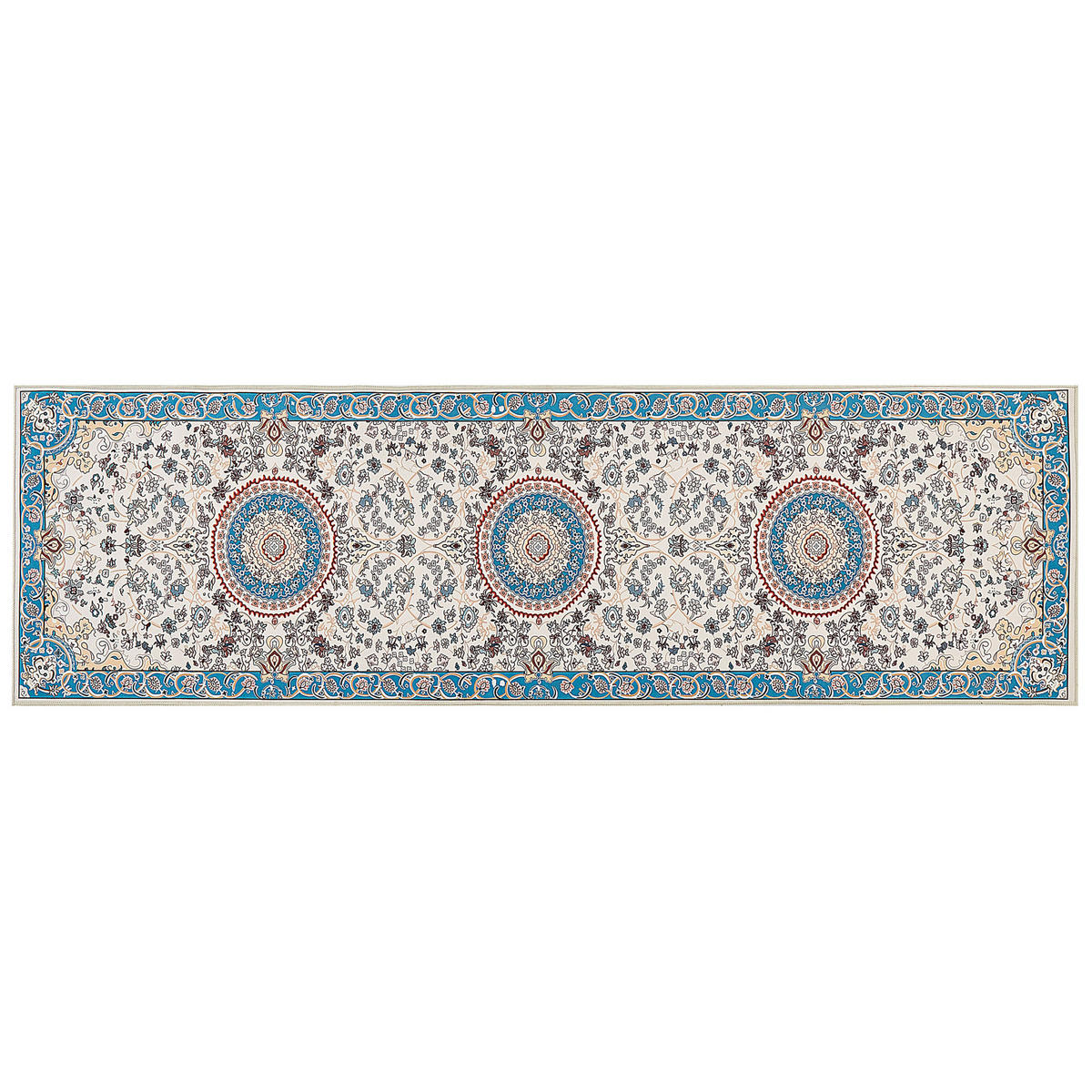 KURZFLOR-TEPPICH Beige 60/200 cm Gordes - Blau/Beige, Textil (60/200cm) - Beliani