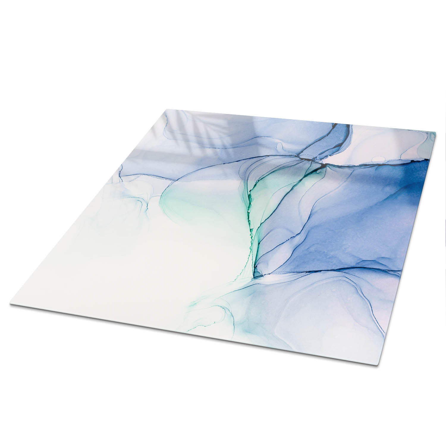 TISCHPLATTE 50x50 cm – Bunte Wellen - Blau, Glas (50/50/0.4cm) - Wallfluent