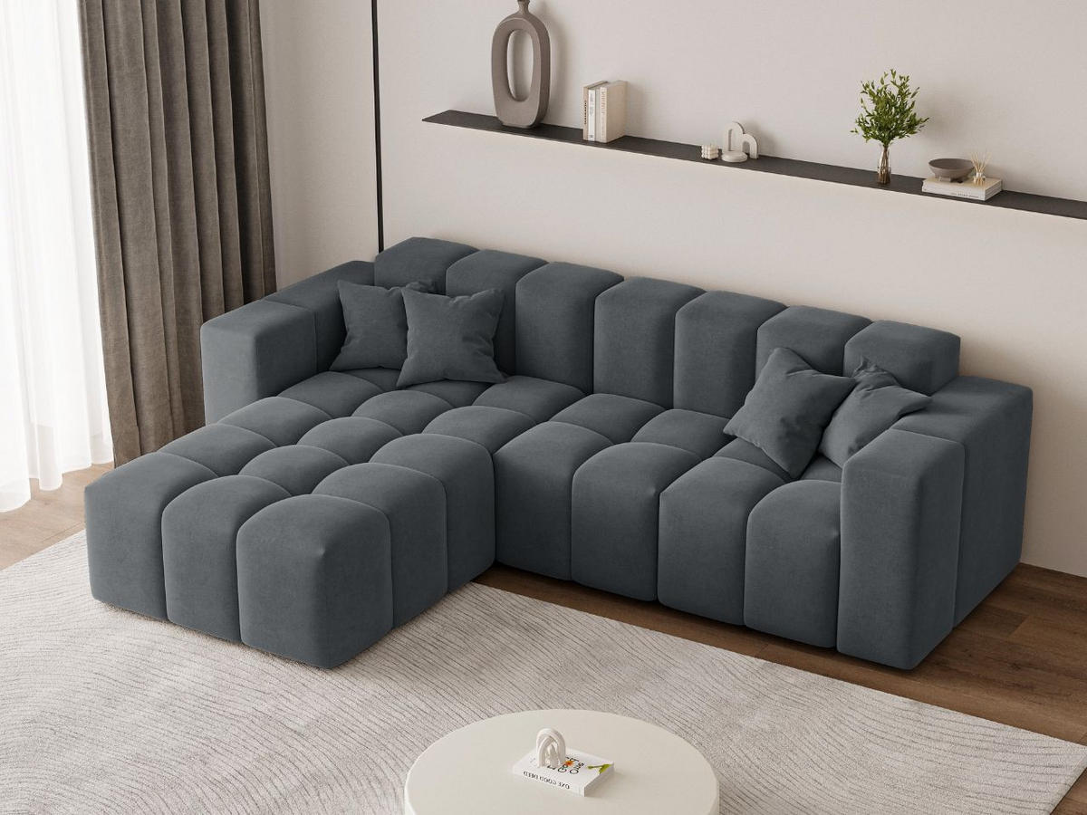 ECKSOFA Loppo Dunkelgrau Links - Dunkelgrau, Holz/Textil (265/180cm) - Graingold