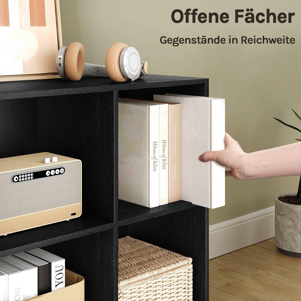BÜCHERREGAL mit 4 Fächer, Holzwerkstoff, Schwarz - Schwarz, Holzwerkstoff (59.6/59.8/29cm) - Woltu
