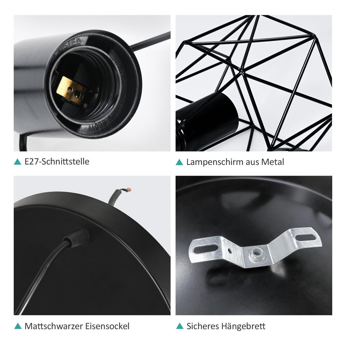 DECKENLEUCHTER 3 Lichter Eisen 25 / 90 cm - Schwarz, Metall (25/25/90cm) - EMKE