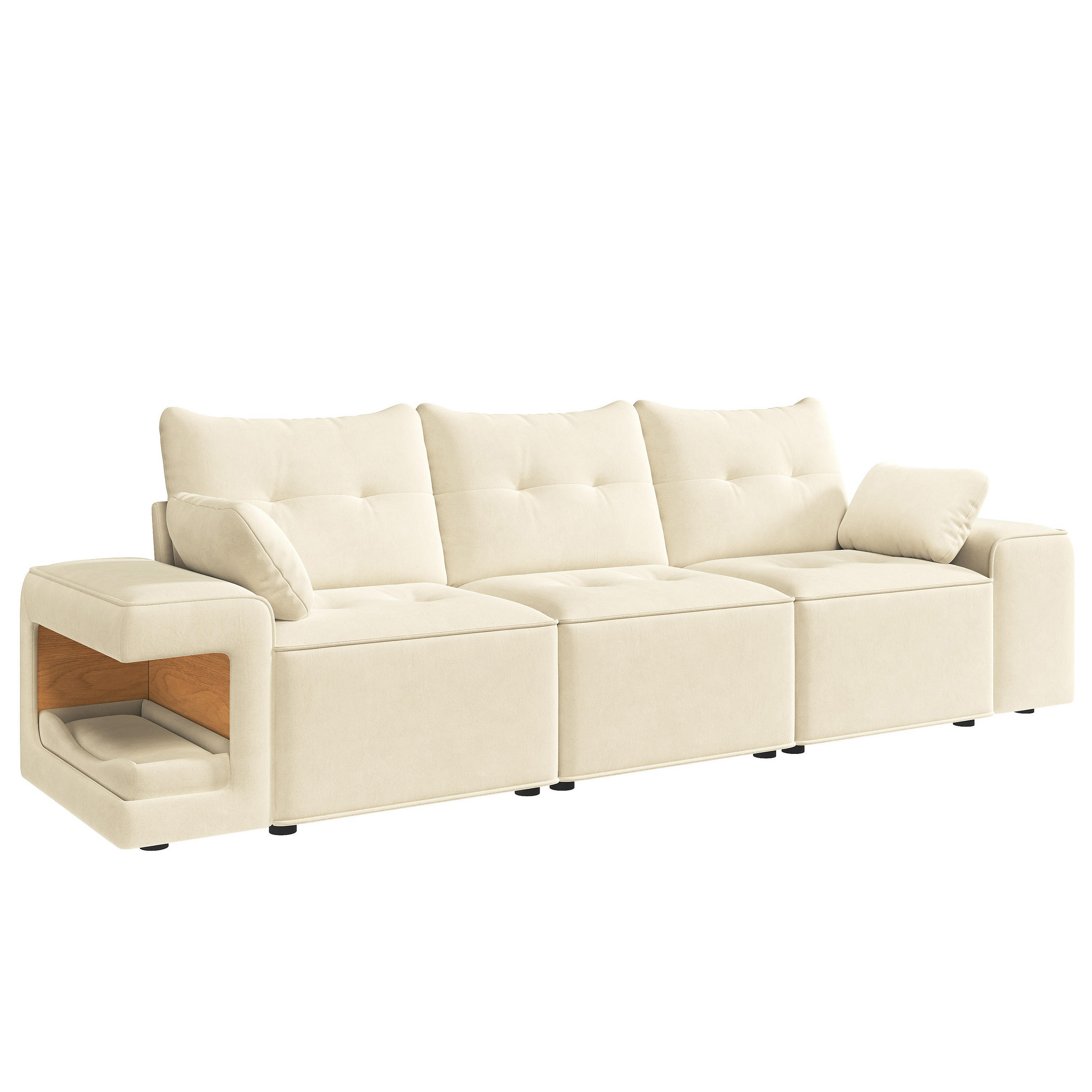 ECKSOFA 229.5/78/84 cm Beige mit gepolstertem Haustierbereich - Beige, Textil (229.5/78cm) - Oxeza