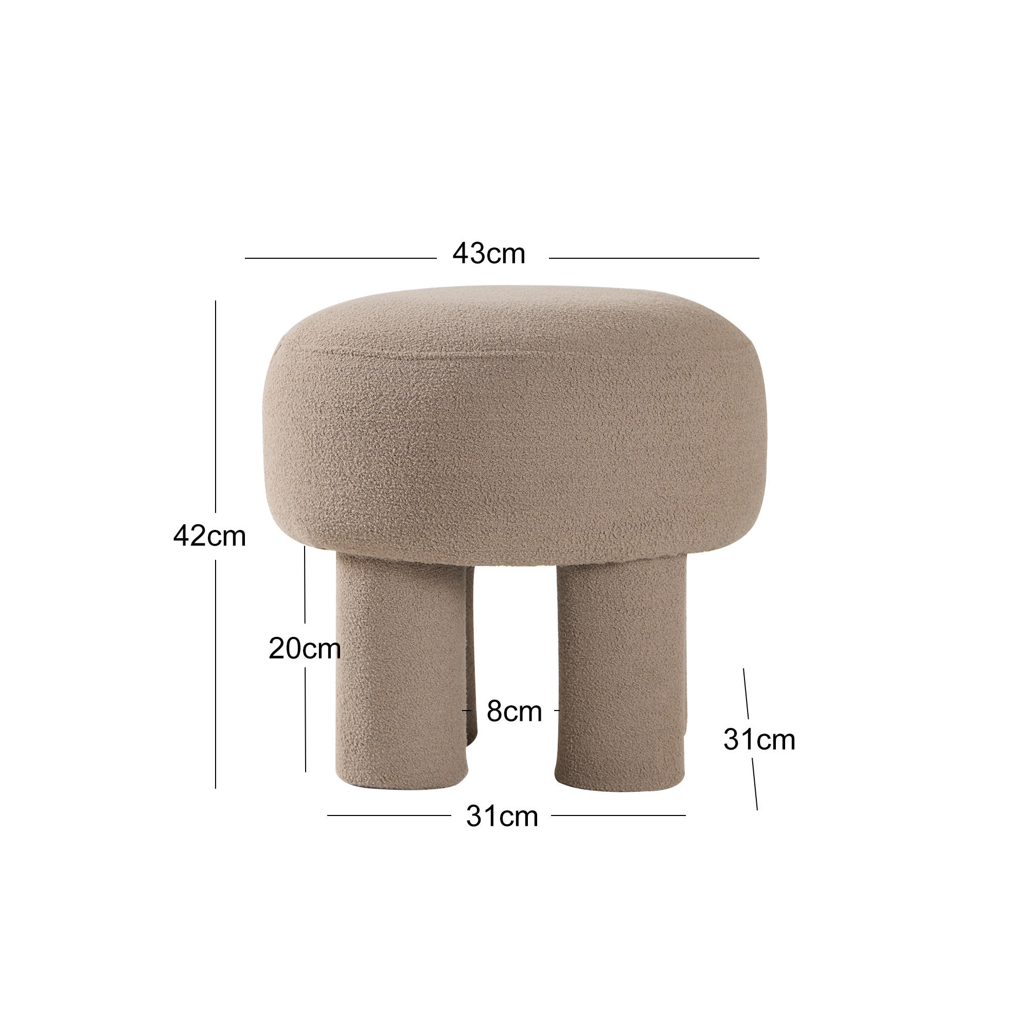 Thumbnail - Nordlys Pouf, Beige, Textil, 42.5x42x42.5 cm, Wohnzimmer, Hocker, Poufs
