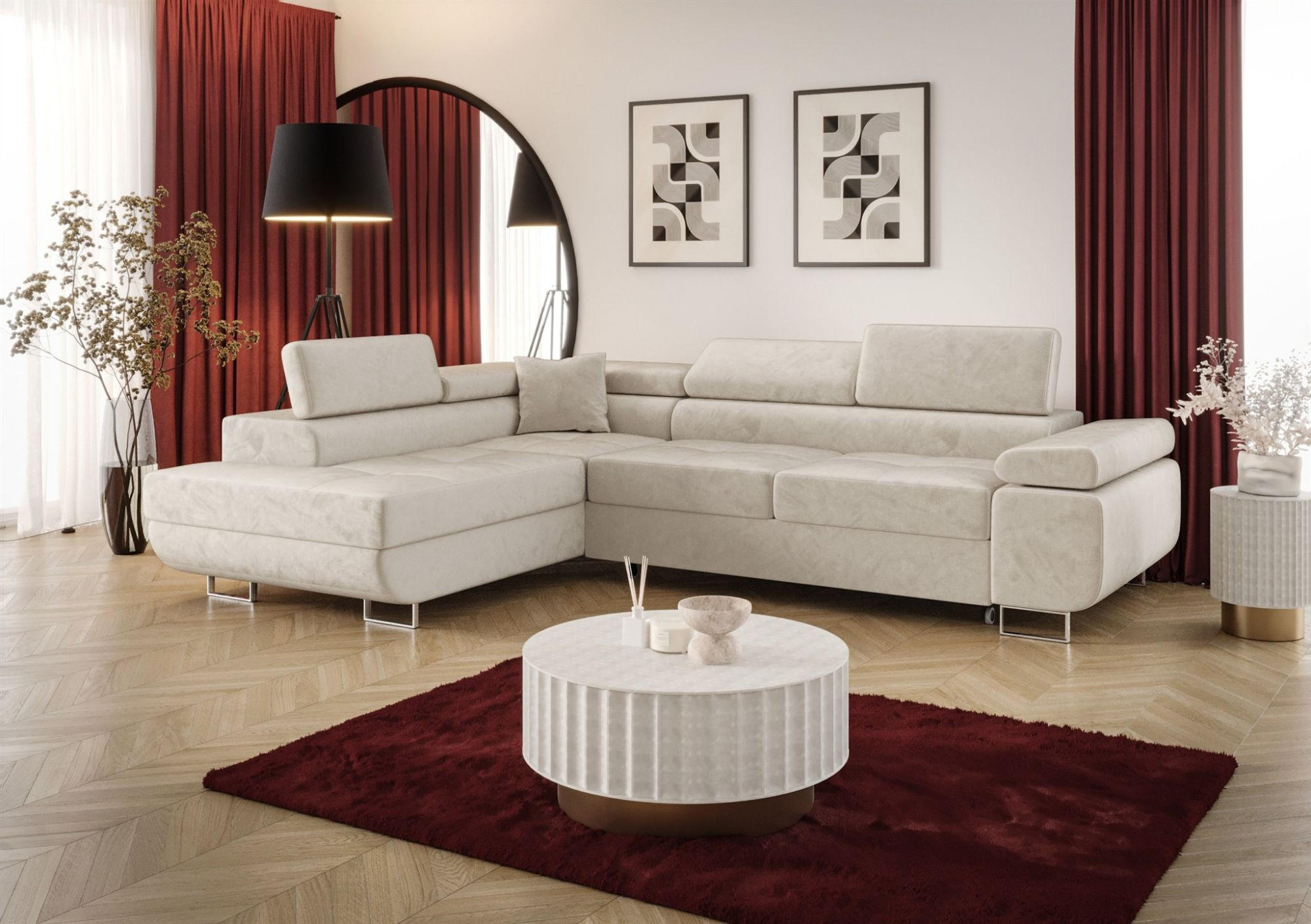 ECKSOFA Monaro Mit Schlaffunktion - Beige, Holzwerkstoff/Textil (275/202cm) - Fun Möbel
