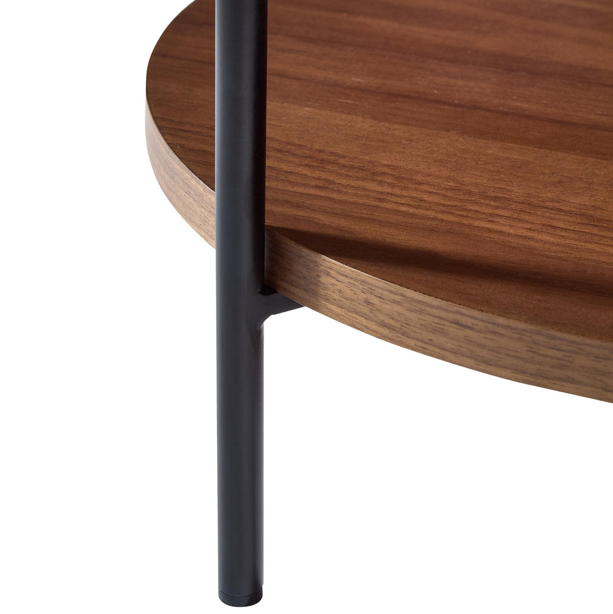 COUCHTISCH-SET Ø69/38 & Ø44/48 cm mit 2 Ebenen und Metallgestell, Walnuss - Walnussfarben, Holzwerkstoff (44/44/48cm) - Modfu