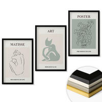 WANDBILDER 3er-Set - 40x60 cm Schwarzer Rahmen - Matisse Grün Beige Poster - Schwarz, Kunststoff (40/60cm) - ArtPrintCave