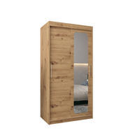 SCHWEBETÜRENSCHRANK 200/100/62 2-türig - Silberfarben/Eiche Artisan, Holz/Kunststoff (100/200/62cm) - MÖBEL KRYSPOL