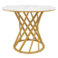 ESSTISCH Marmoroptik Weiß/Goldfarben 80/80/76 cm - Goldfarben, Holz (80/80/76cm) - PANGIVO