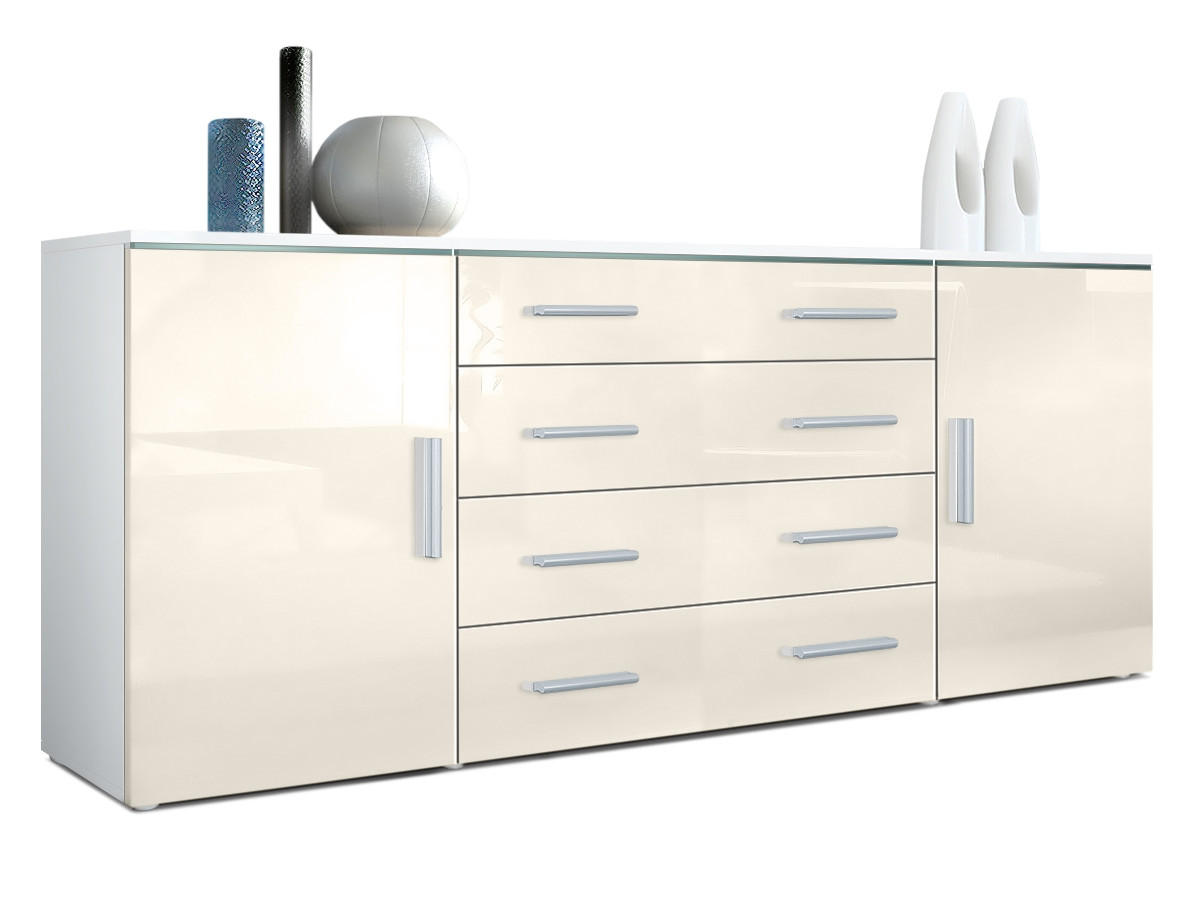 SIDEBOARD Verona Creme Hochglanz - Creme, Holzwerkstoff (166/72/35cm) - Vladon