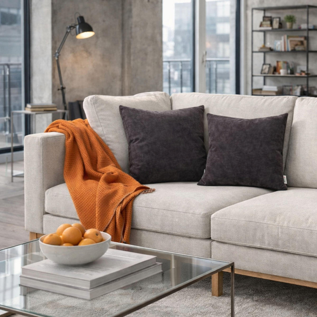 DEKOKISSEN Uni Anthrazit 45x45 cm mit Füllung - Anthrazit, Textil (45/45cm) - Deco-Raum