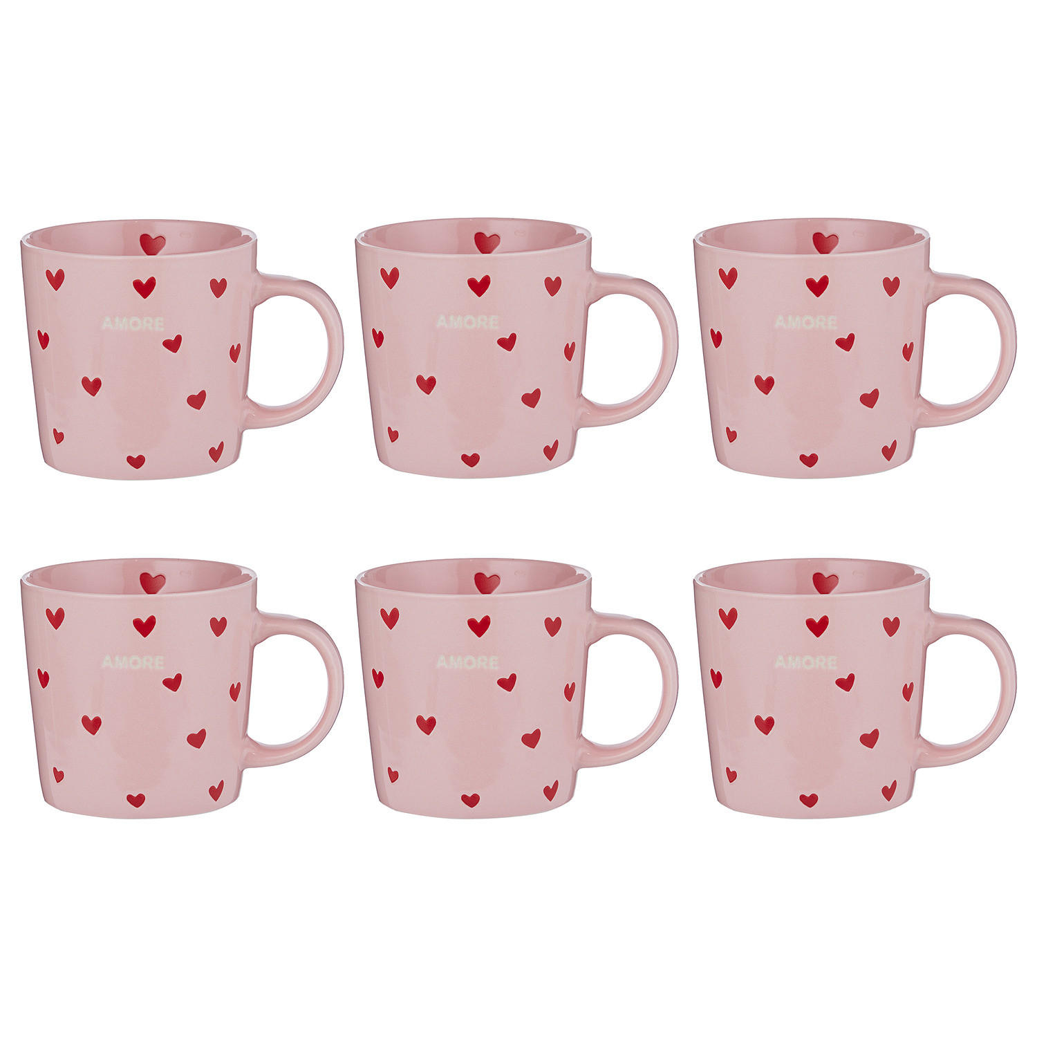 TASSE (6er-Set) Good Vibes Amore - Pink, Keramik (0.4L) - Butlers