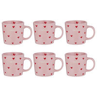 TASSE (6er-Set) Good Vibes Amore - Pink, Keramik (0.4L) - Butlers