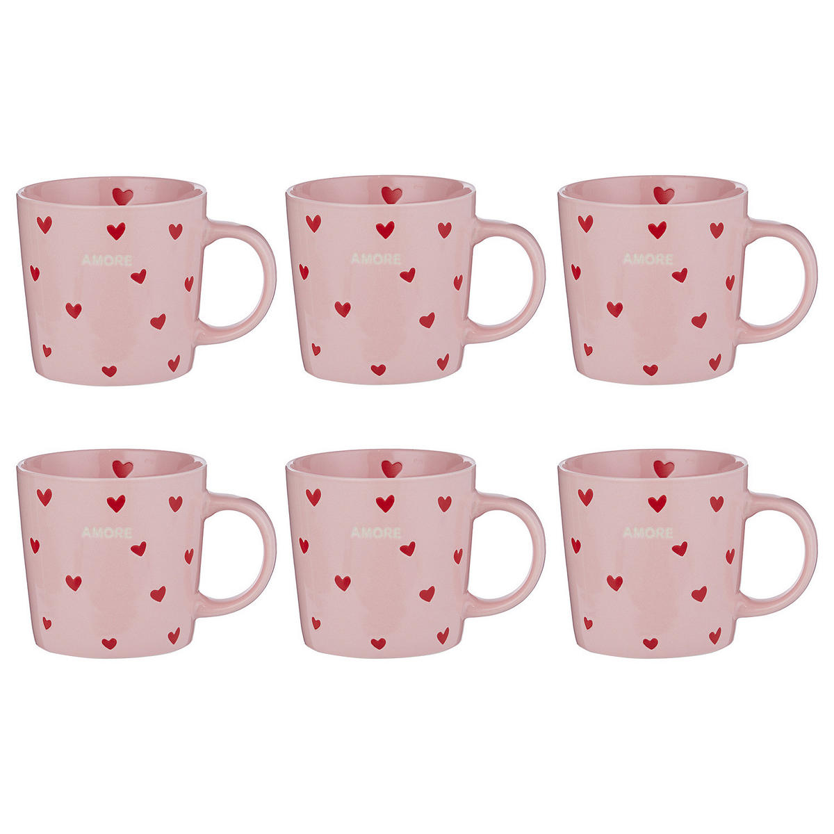 TASSE (6er-Set) Good Vibes Amore - Pink, Keramik (0.4L) - Butlers