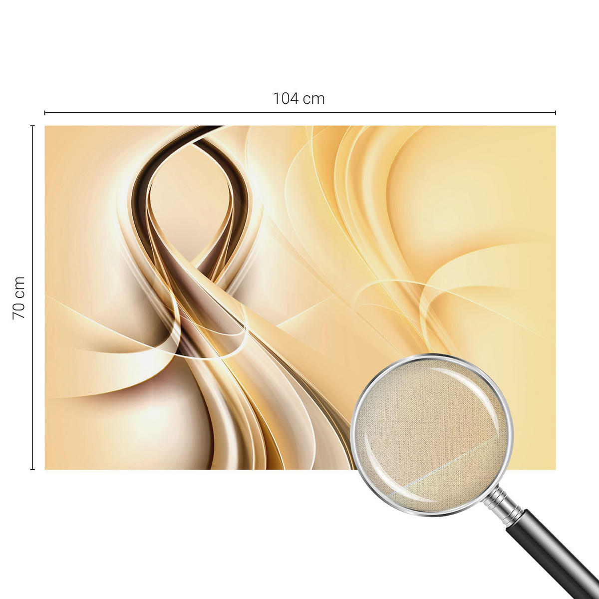 FOTOTAPETE 104x70 cm - Wellenlinien - Orange, Textil (104/70cm) - Wallfluent