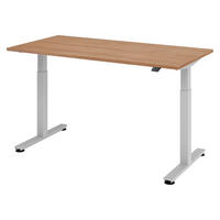 SCHREIBTISCH elektrisch XMST 80/160/74 cm in Nussbaumfarben/Silberfarben - Silberfarben/Nussbaumfarben, Holzwerkstoff (80/160/74cm) - bümö