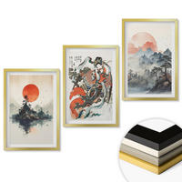 WANDBILDER 3er Set - 40x60 cm Goldrahmen - Asiatische Japandi-Malereien - Goldfarben, Kunststoff (40/60cm) - ArtPrintCave