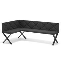 ECKBANK links VERO X Webstoff gesteppt, 128/168 cm Anthrazit - Anthrazit, Textil/Metall (128/168cm) - Idohome