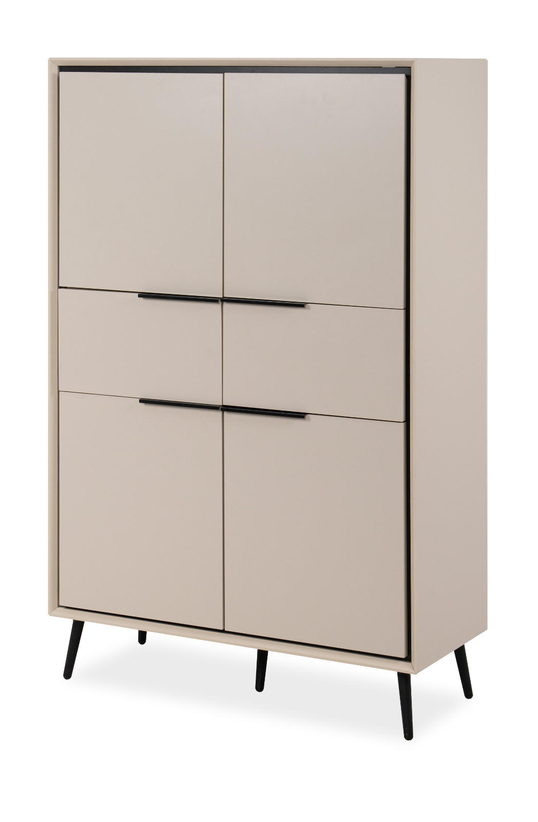 HIGHBOARD sand, schwarz 90 cm, Anrichte mit Soft-Close-Funktion - Sandfarben/Schwarz, Holzwerkstoff/Kunststoff (90/140/38cm) - Furn.Design