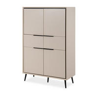 HIGHBOARD sand, schwarz 90 cm, Anrichte mit Soft-Close-Funktion - Sandfarben/Schwarz, Holzwerkstoff/Kunststoff (90/140/38cm) - Furn.Design