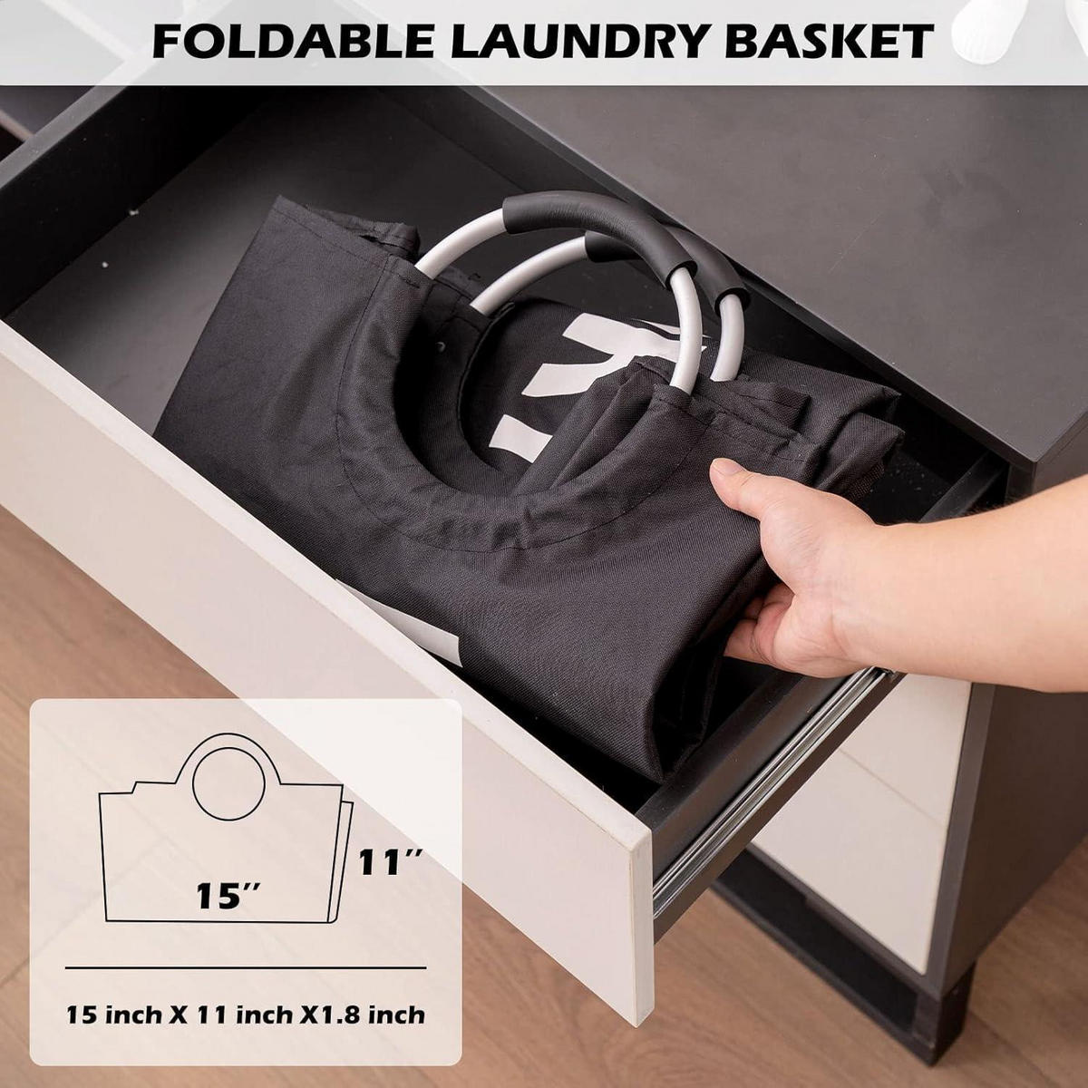 WÄSCHEKORB faltbar 115 L Schwarz - Schwarz, Textil (43/79/43cm)