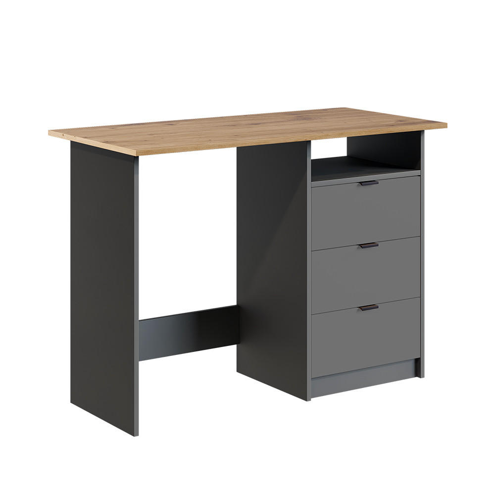 SCHREIBTISCH Meiko Anthrazit/Artisan 105 x 50 cm mit Schubladen - Anthrazit/Eiche Artisan, Holzwerkstoff (50/105/76.5cm) - Vicco