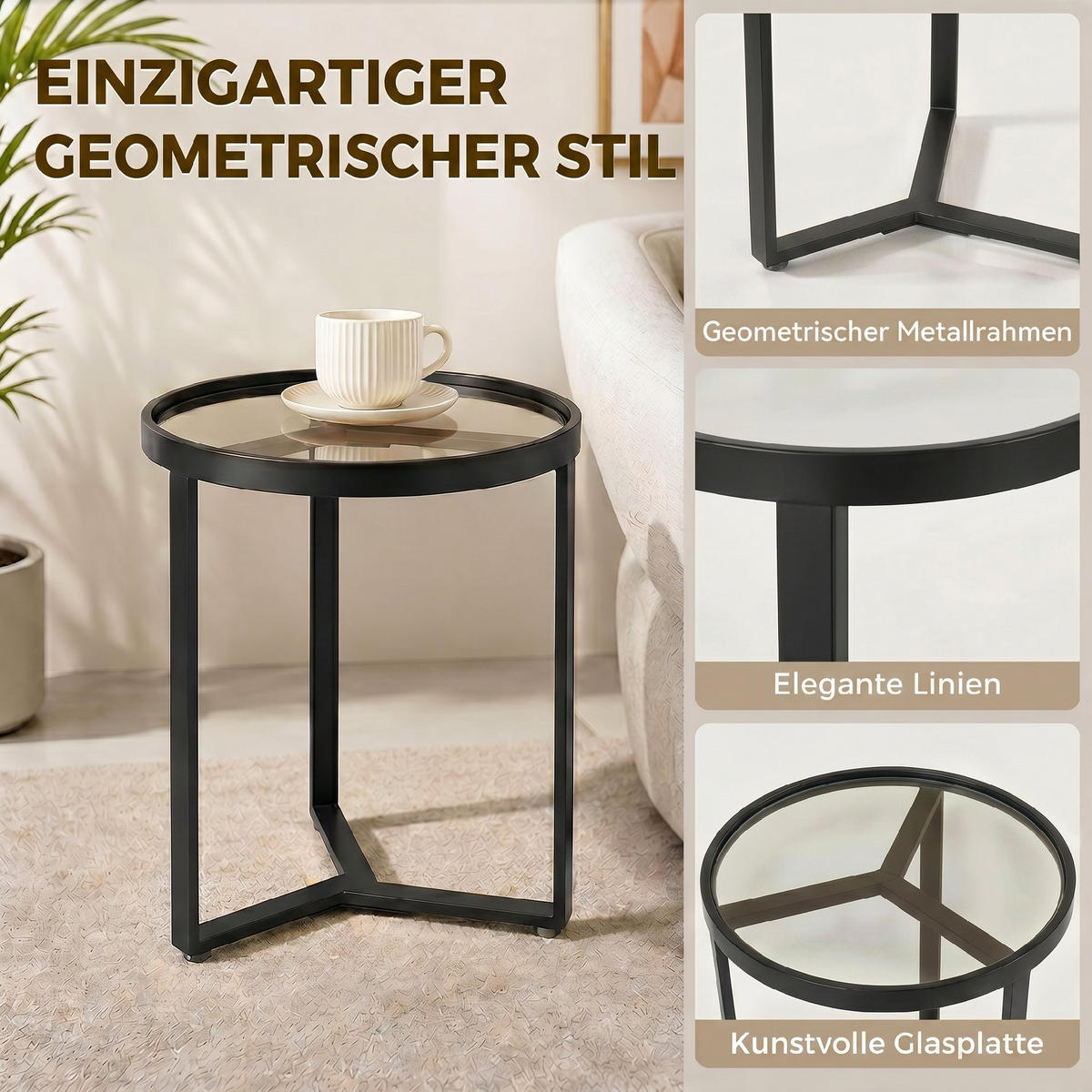 BEISTELLTISCH Schwarz 1 Stück - Schwarz, Naturmaterialien (45/45/50cm) - GiPP