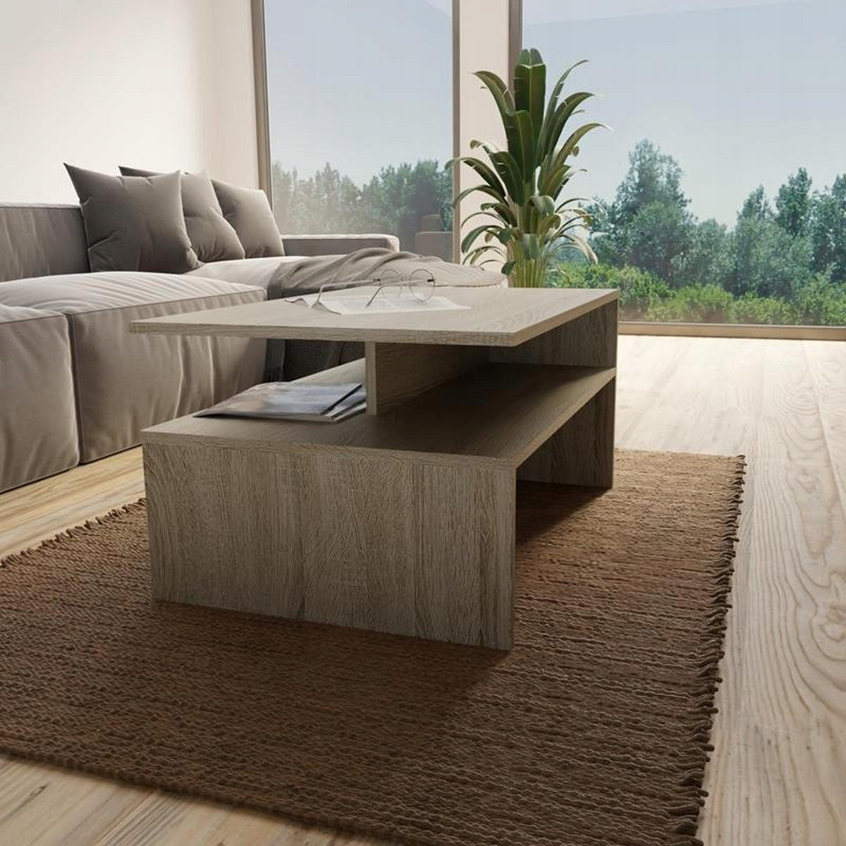 COUCHTISCH BOSTON EX3 Sonoma Eiche 90/60/45 cm - Sonoma Eiche, Holzwerkstoff (60/90/45cm) - Matkam Möbel