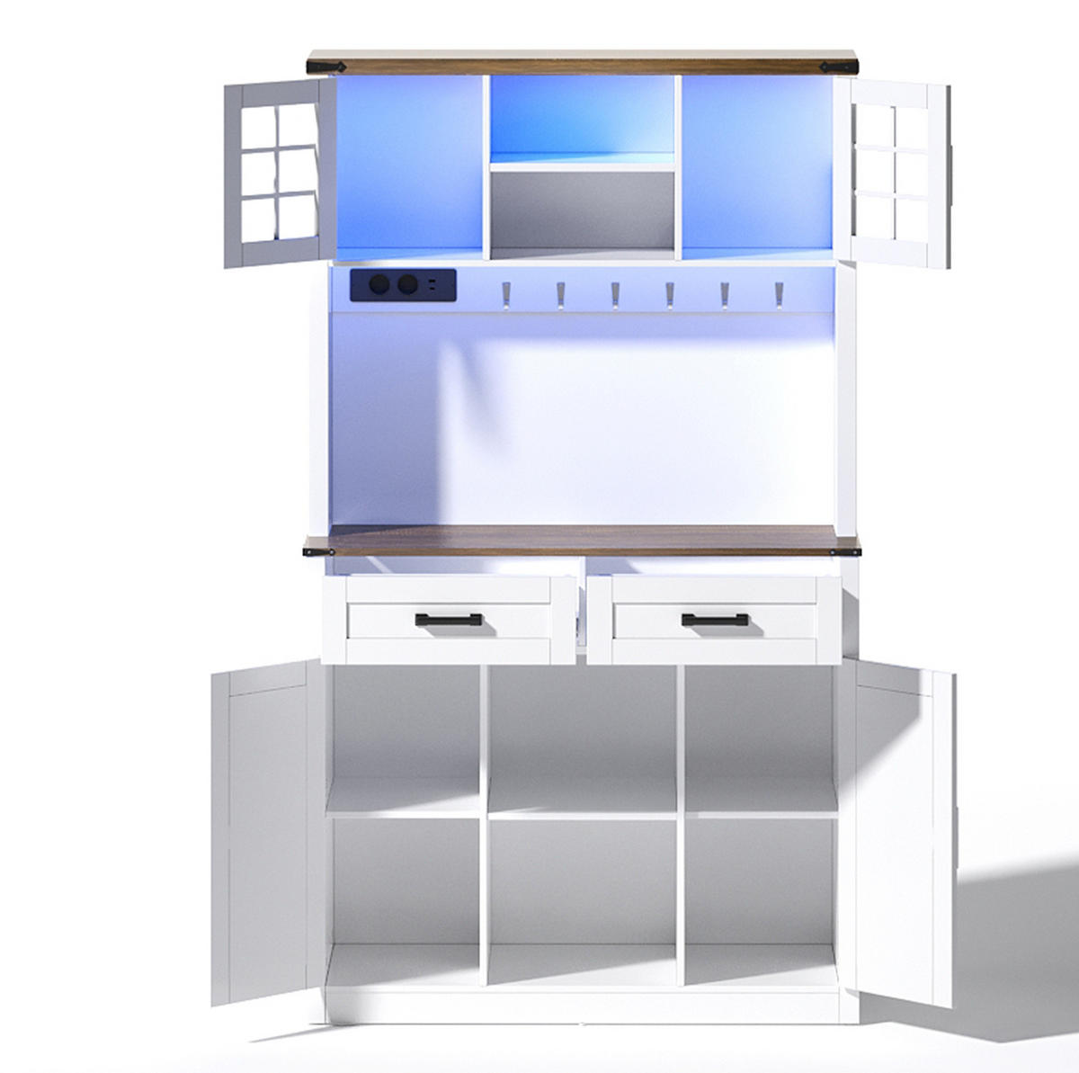 BARSCHRANK 100/40/172 cm Braun/Weiß aus MDF mit LED und Ladestation - Braun, Holzwerkstoff (100/172/40cm) - OKWISH