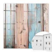 SCHLÜSSELBOX Weiß 30x30 cm – Türöffnung nach rechts - Pastellfarbenes Holz - Blau, Metall (30/30/5cm) - TULUP
