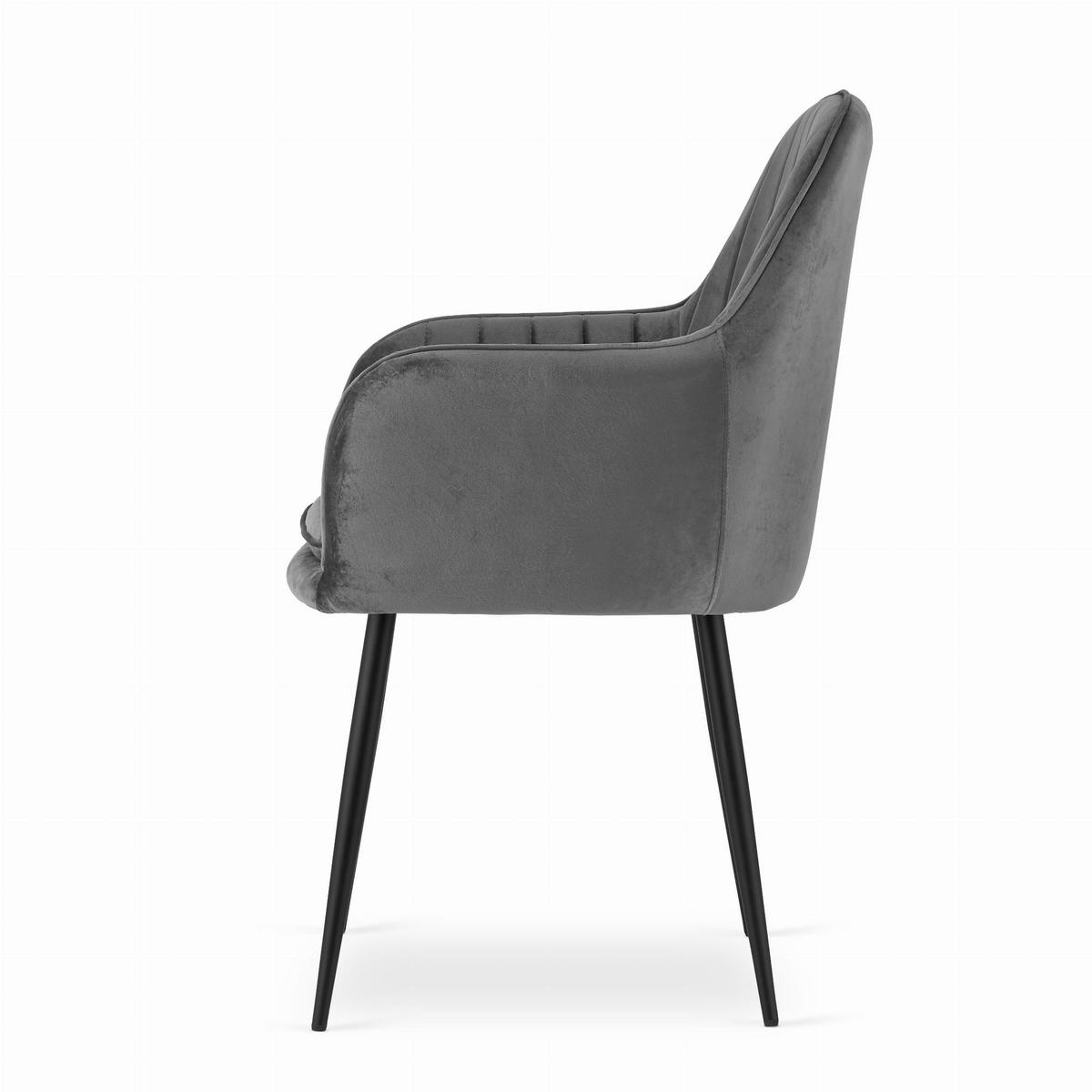 ESSZIMMERSTUHL 2-er Set LUGO dunkelgrauer Sitz, schwarze Beine - Dunkelgrau/Schwarz, Textil (57.5/86.5/56.5cm) - Valora