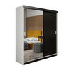 SCHIEBETÜRENSCHRANK RETRO 1 138 - Weiß + Schwarz 138x205x59cm - Schwarz/Weiß, Holzwerkstoff (138/205/59cm) - Kier Furniture