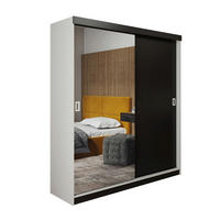 SCHIEBETÜRENSCHRANK RETRO 1 138 - Weiß + Schwarz 138x205x59cm - Schwarz/Weiß, Holzwerkstoff (138/205/59cm) - Kier Furniture