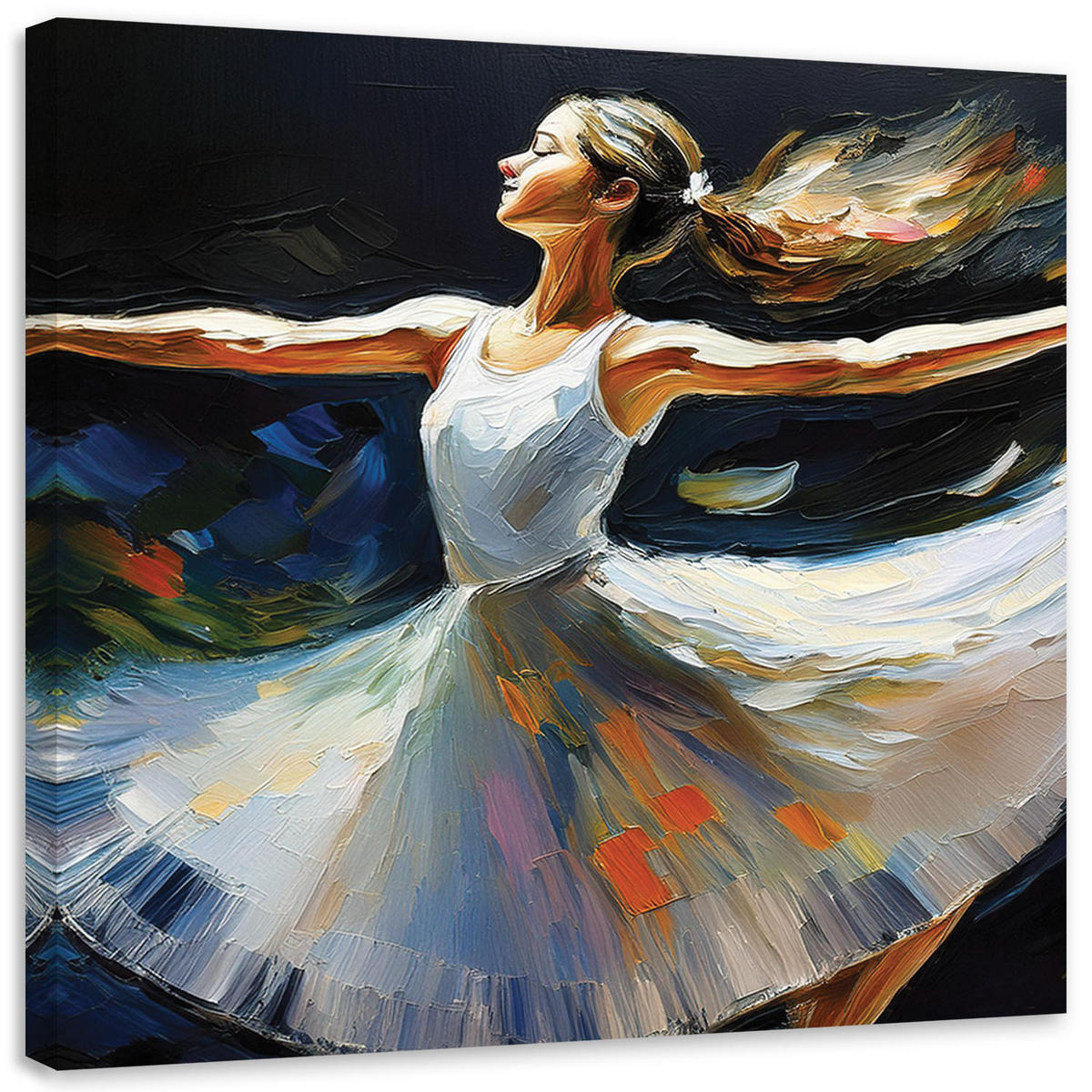 LEINWANDBILD Ballerina-Frau tanzt - Grau, Textil (40/40cm) - Feeby