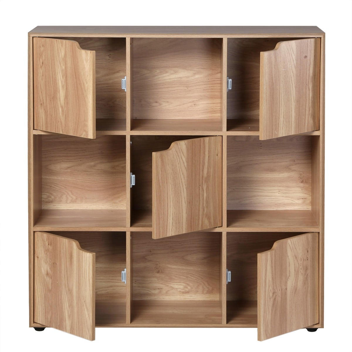 WÜRFELREGAL 9 Fächer mit 5 Türen Holzdekor B89 cm - MODU - Eichefarben, Holzwerkstoff (29/90.5/35cm) - Calicosy