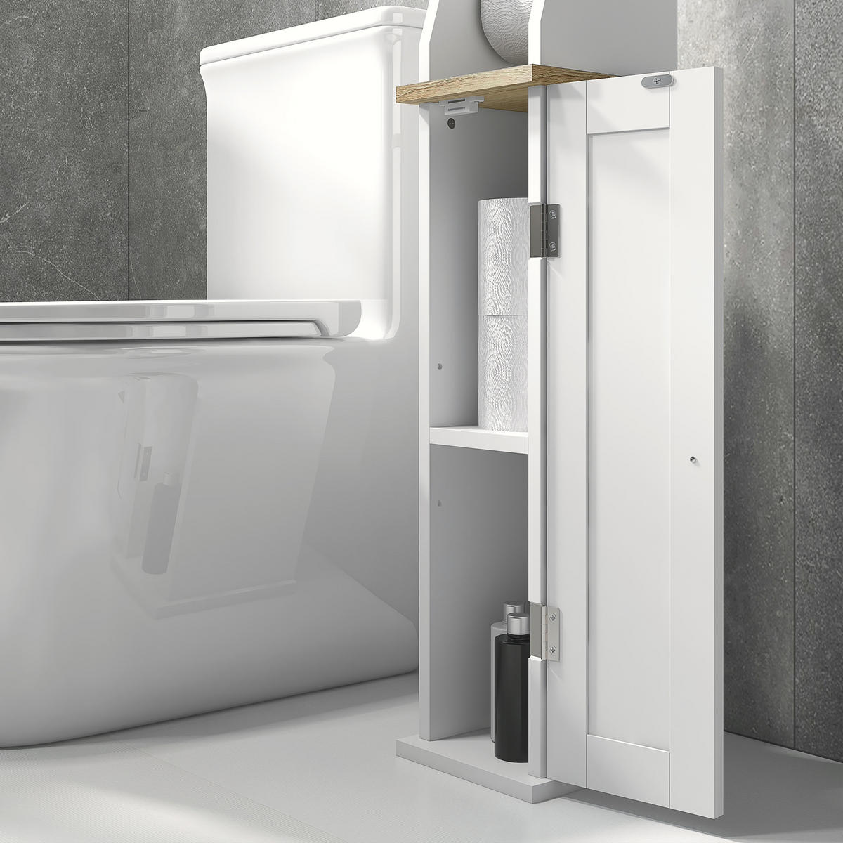 TOILETTENPAPIERHALTER DE-12387 mit schrank 18/20/80 cm Weiß - Weiß, Holzwerkstoff (20/80/18cm) - ComfortXL