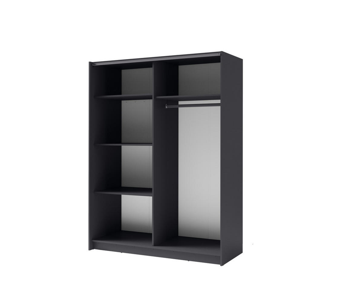 SCHWEBETÜRENSCHRANK ELRON 150,6/198,5/62cm 2-türig Graphit - Graphitfarben, Holzwerkstoff (150.6/198.5/62cm) - MASSENO
