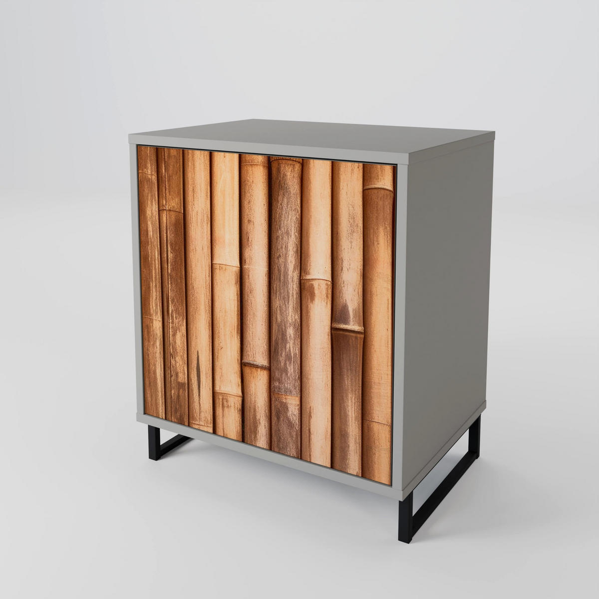 SIDEBOARD NATURAL WOOD, Grau, 57,5x42x75,5 cm, Goldfarbene Metallfüße - Goldfarben/Multicolor, Holzwerkstoff/Metall (57.5/75.5/42cm) - SpaceRebels