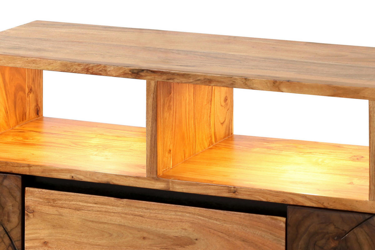 LOWBOARD LAURETTE - Beige/Naturfarben, Akazienholz/Holz (40/55/180cm) - SAM