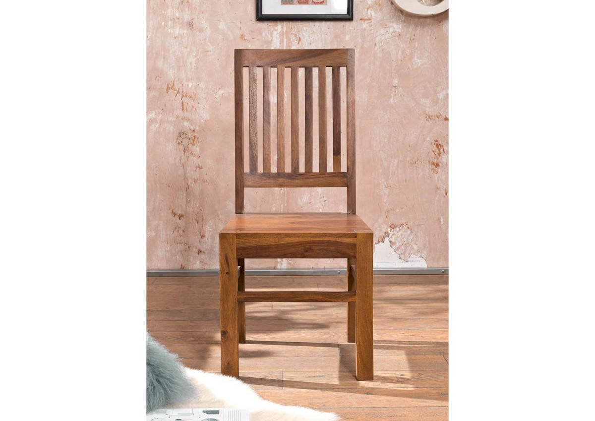 STUHL Sheesham 45x45x100 noble unique lackiert SYDNEY #132 - Braun, Holz (45/100/45cm) - Massivmoebel24