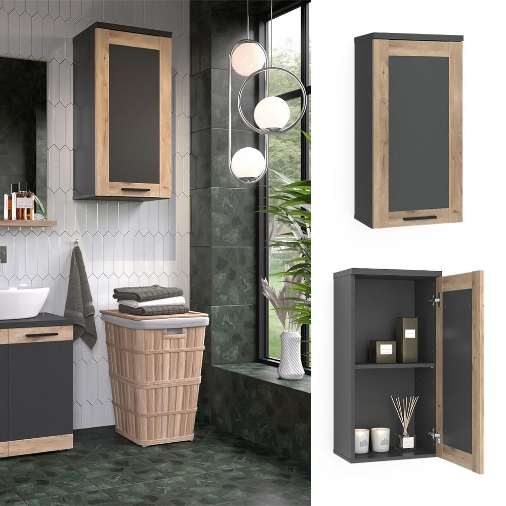 HÄNGESCHRANK Niko Anthrazit/Viking Oak 40.3 x 79.6 cm - Anthrazit, Holzwerkstoff (40.3/79.6/27.9cm) - Vicco