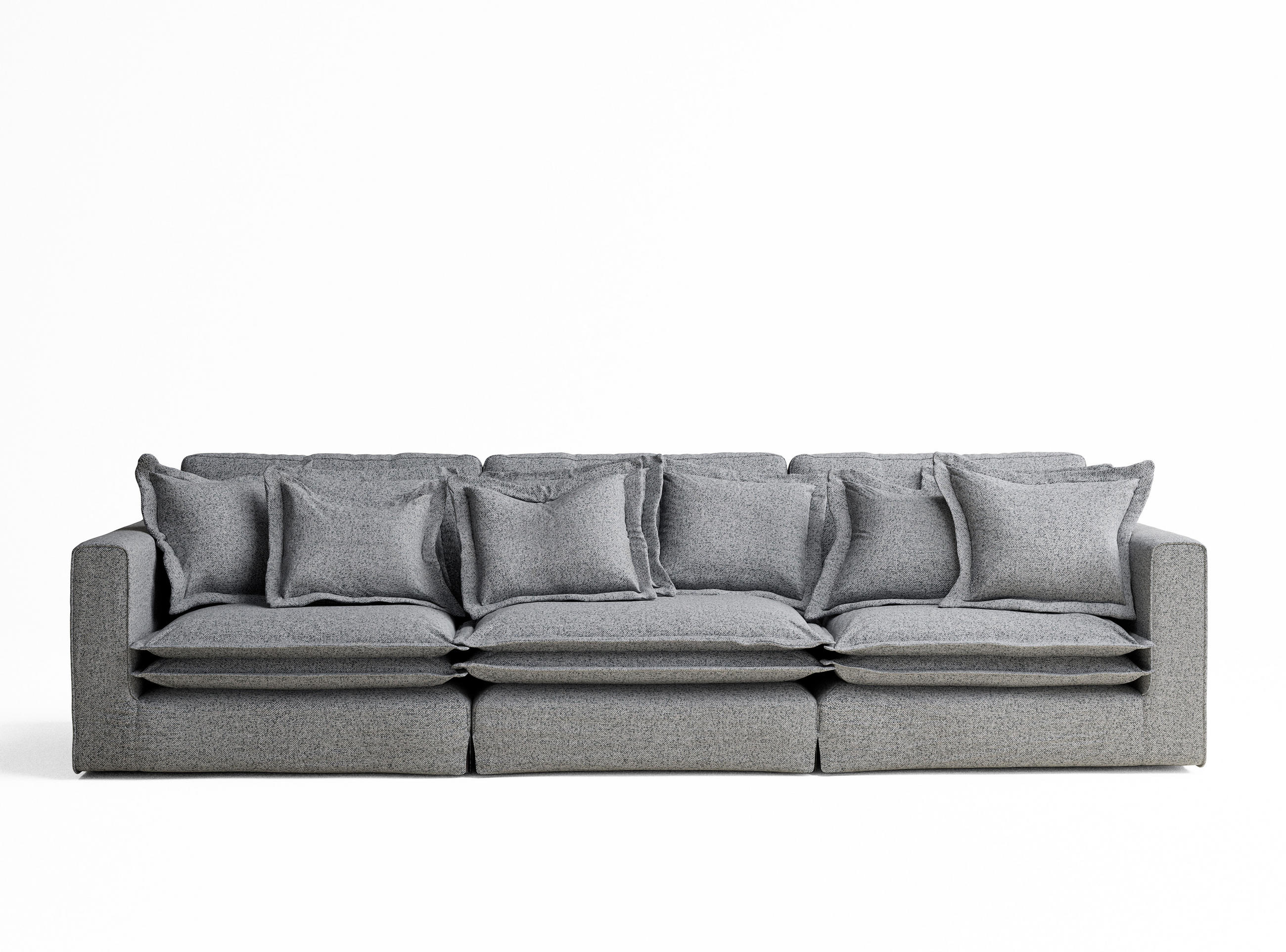6-SITZER SOFA Amalfi Grau Webstoff - Schwarz/Grau, Holz/Holzwerkstoff (338/90/119cm) - Maison de Reve