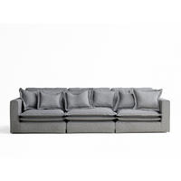 6-SITZER SOFA Amalfi Grau Webstoff - Schwarz/Grau, Holz/Holzwerkstoff (338/90/119cm) - Maison de Reve