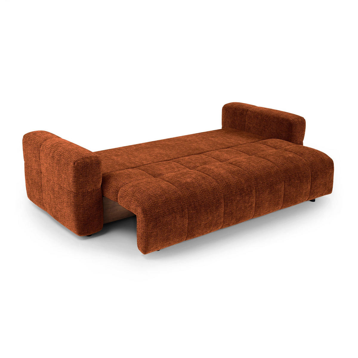 SCHLAFSOFA mit Stauraum VIBE Kettgewebe mit weichem Griff Terrakotta 247cm - Dunkelorange/Terracotta, Textil (247/90/102cm) - Premium Interiors