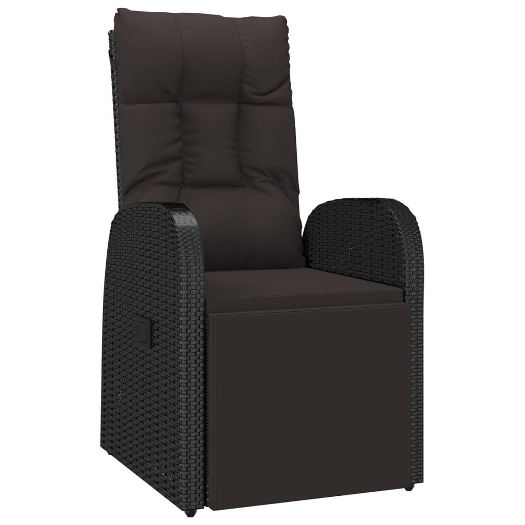GARTEN-LIEGESTUHL Mit Auflage Poly Rattan Schwarz - Schwarz, Kunststoff/Textil (57/106/69cm) - vidaXL