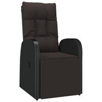 GARTEN-LIEGESTUHL Mit Auflage Poly Rattan Schwarz - Schwarz, Kunststoff/Textil (57/106/69cm) - vidaXL