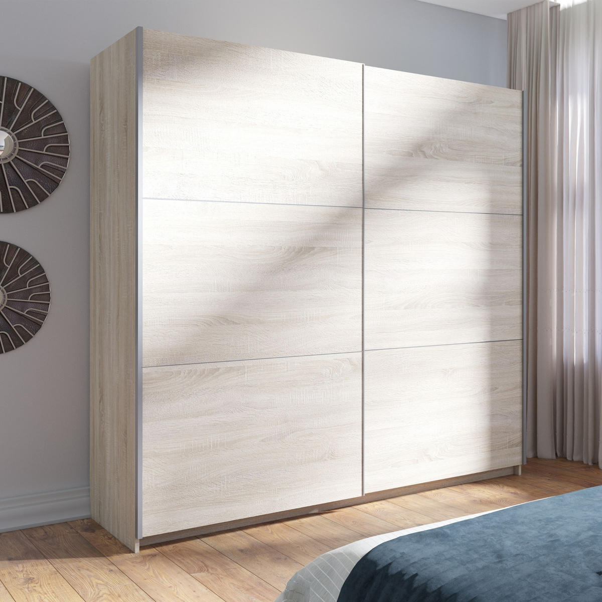 SCHWEBETÜRENSCHRANK 2-Türen in Sonoma - Sonoma Eiche, Holzwerkstoff (60/207/200.6cm) - Home Collective