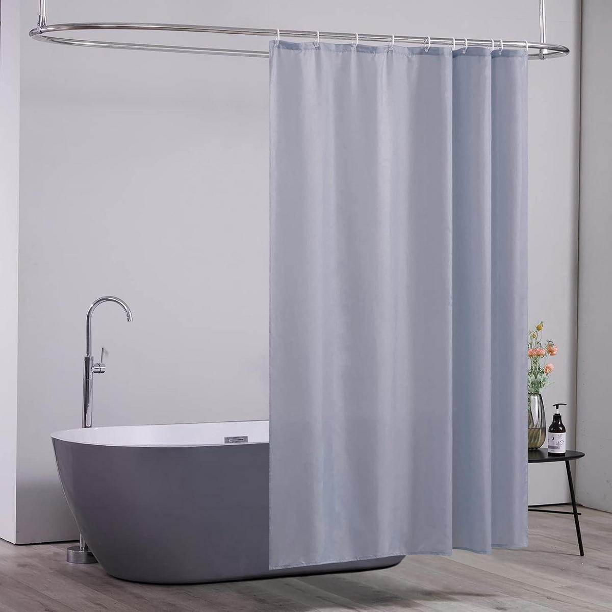 DUSCHVORHANG Polyester Grau Blau 150 x 200 cm - Blau, Textil (150/180cm)