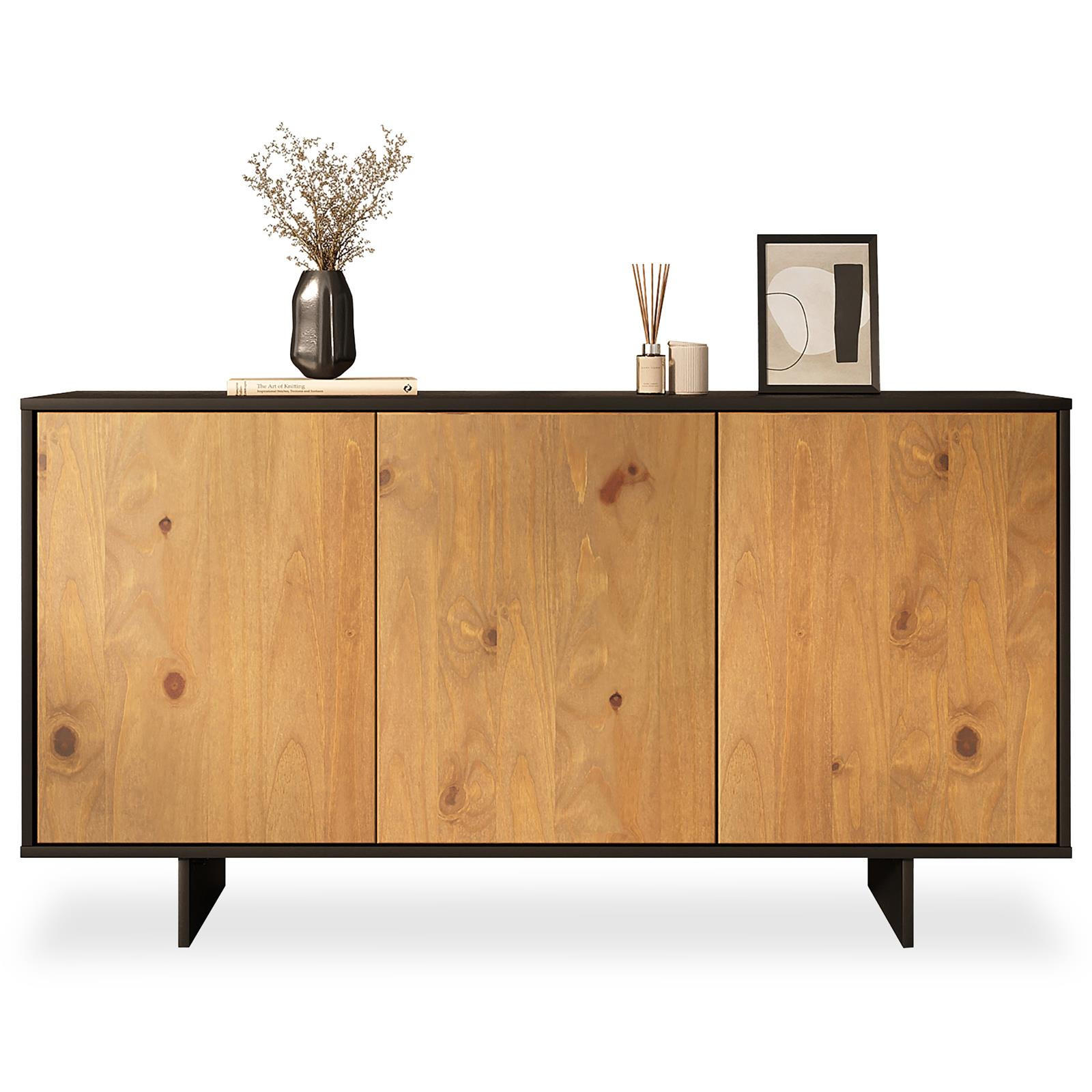 SIDEBOARD ARTO schwarz/Eiche - Eichefarben/Schwarz, Holz (137/71/41cm) - IDIMEX